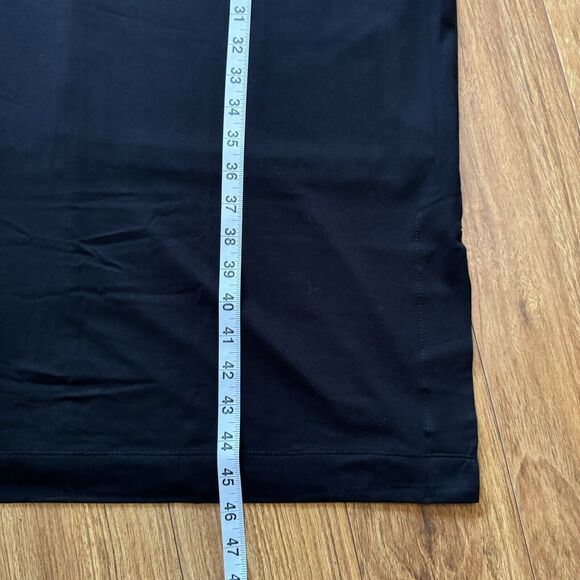 Chicos Women Midi Dress 3 XL/16 Black Mock Neck Short Sleeves Fully Lined Slits - Picture 11 of 12